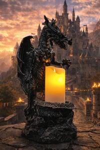 Image 1 of 👑The Armored Kingdom Dragonfire Wrath Candle Holder with USB Candle-Tabletop Decor-USB Powered