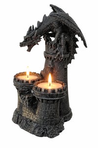 Image 2 of 👑The Armored Kingdom Dragon's Fury Flameforge Candle Holder with 2 Candles-Detailed Resin Design