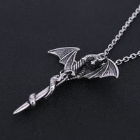 Image 4 of 👑The Armored Kingdom Silver Blade of the Dragonlord Necklace Stainless Steel High-Polish Silver