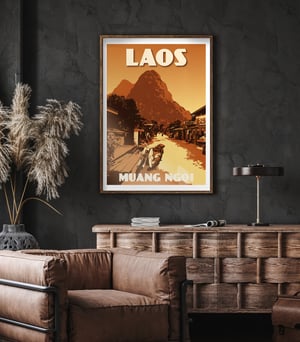 Image of Laos Muang Ngoi Poster | Vintage Travel Wall Art Print 