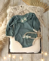 Image 2 of Photo prop | Newborn set for photoshoot | Martella| dark sage | dots