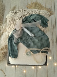 Image 5 of Photo prop | Newborn set for photoshoot | Martella| dark sage | dots