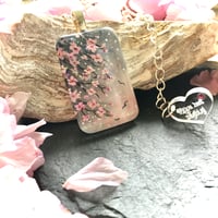 Image 3 of Cherry Blossom on Grey Abstract Resin Pendant