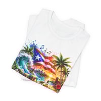 Image 2 of Puerto Rico Beach Vibes T-Shirt — Tropical Flag, Sunset & Salsa Design