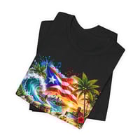 Image 4 of Puerto Rico Beach Vibes T-Shirt — Tropical Flag, Sunset & Salsa Design