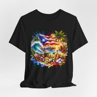 Image 5 of Puerto Rico Beach Vibes T-Shirt — Tropical Flag, Sunset & Salsa Design