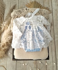 Image 3 of Photo prop | Newborn girls dress for photo shoots | Bella | blue and white