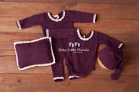 Image 1 of Newborn eggplant set with cotton lace