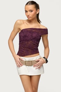 Asymmetric One Shoulder Sheer Lace