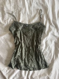 Image 1 of Y2K 2000s forest fairy crinkle cami with sequin and mesh 