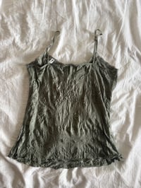 Image 2 of Y2K 2000s forest fairy crinkle cami with sequin and mesh 