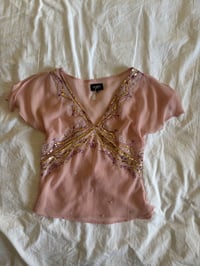 Image 1 of Y2K 2000s pink fairy cami with sequin details 