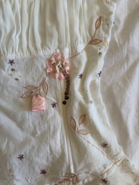 Image 3 of  Y2K 2000s white corset style cami with pink applique flowers, embroidery, sequins and beads 
