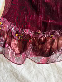 Image 4 of Y2K 2000s Rare Burgundy Corset Style Top With Sequins and Ruffle Hem 