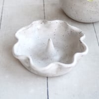 Image 8 of Ring Dish, White Speckled Ceramic Ring Holder, Ready to Ship Made in USA