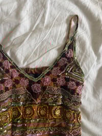 Image 4 of 2000s Y2K Rare Brown Forest Fairy Beaded and Sequin Halter Cami 