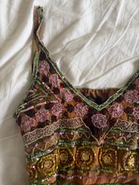 Image 5 of 2000s Y2K Rare Brown Forest Fairy Beaded and Sequin Halter Cami 