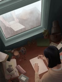 'Letter to a friend' Art Print (14 x 16.7cm)