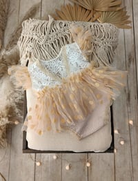 Image 4 of Photo prop | Newborn photoshoot dress | Rosetta | peach | off white