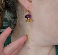 Image 2 of Amethyst + Lotus Earrings