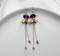 Image 1 of Amethyst + Lotus Earrings