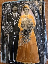 Image 1 of Handmade mixed media fold-out journal, two sided artist booklet