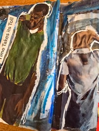 Image 2 of Handmade mixed media fold-out journal, two sided artist booklet