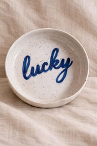 Lucky Ceramic Dish | Hand-Painted Blue Stoneware Dish