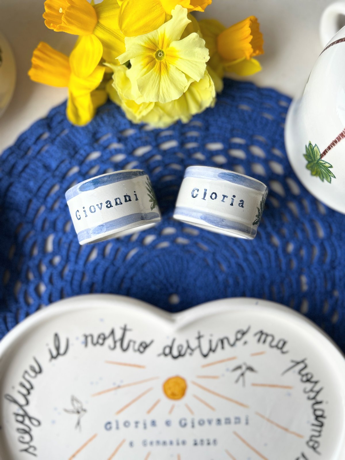 SET VASSOIO CUORE + 2 TAZZE CAFFELLATTE + 2 PORTATOVAGLIOLI