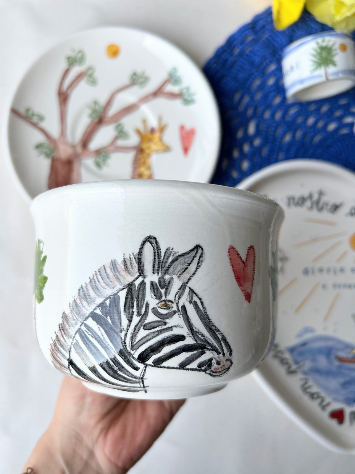 SET VASSOIO CUORE + 2 TAZZE CAFFELLATTE + 2 PORTATOVAGLIOLI