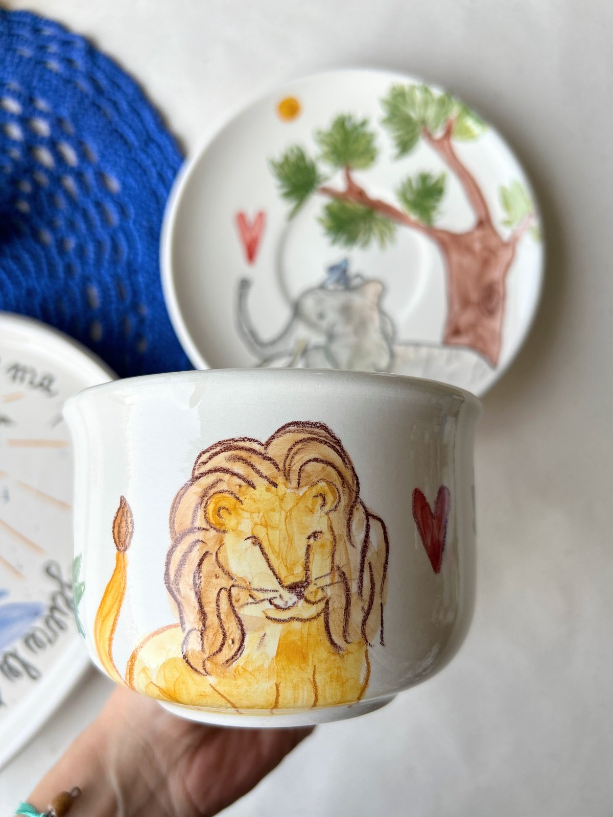 SET VASSOIO CUORE + 2 TAZZE CAFFELLATTE + 2 PORTATOVAGLIOLI