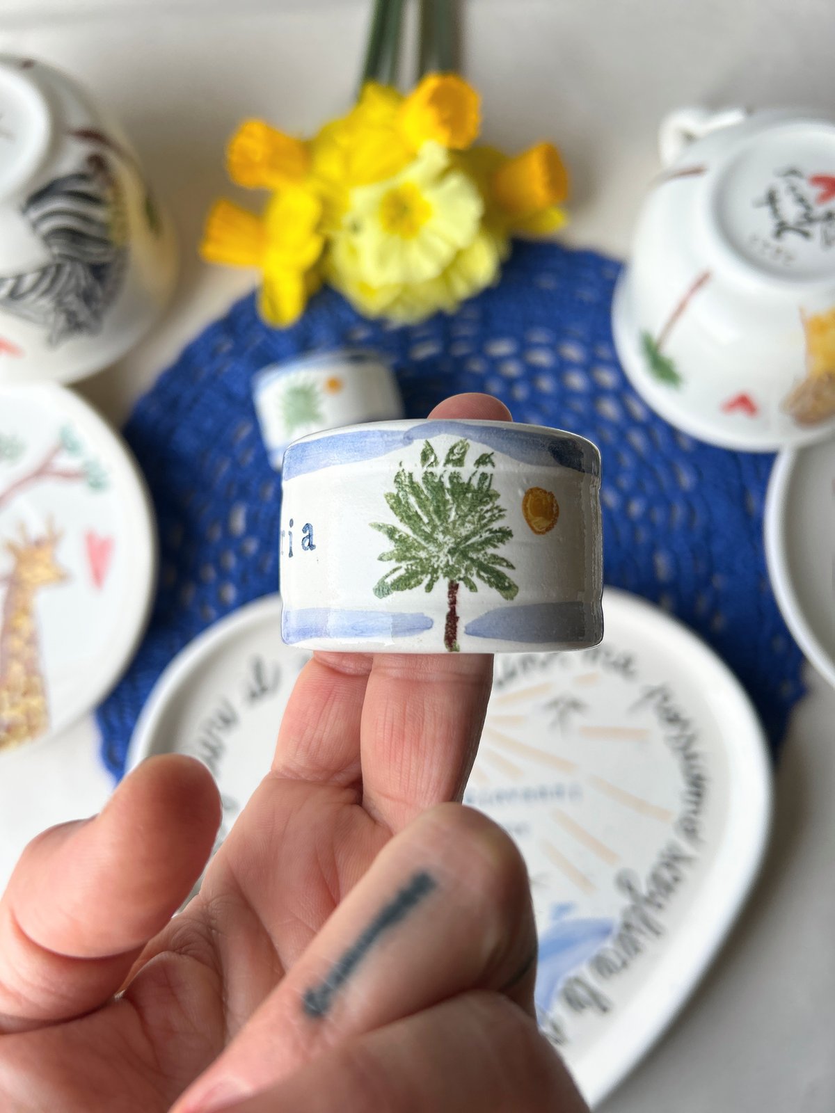 SET VASSOIO CUORE + 2 TAZZE CAFFELLATTE + 2 PORTATOVAGLIOLI