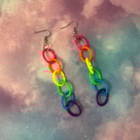 Image 2 of Neon Linked Kandi Decora Dangle Earrings