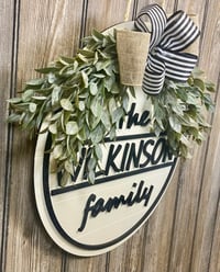 Image 4 of Round Family Name Door Hanger • Custom Last Name Sign • Handmade Wood Entryway Decor  