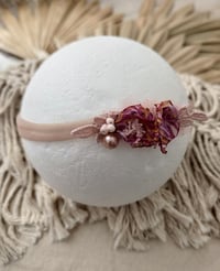 Image 1 of Photo prop | Newborn headband for photoshoot | fuchsia flowers