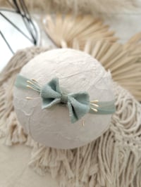 Image 1 of Photo prop | Newborn headband for photoshoot | sage celor bow