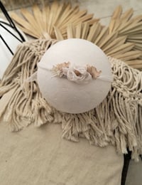 Image 3 of Photo prop | Newborn headband for photoshoot | white and beige