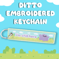 Image 1 of Pokopia Ditto Embroidered Keychain