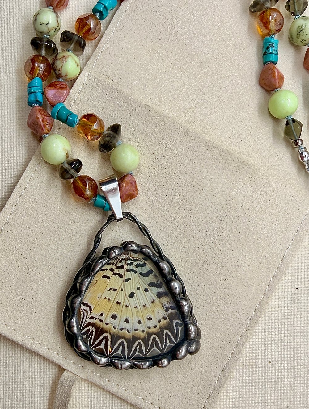 Image of Butterfly Wing Stained Glass Pendant 1/6