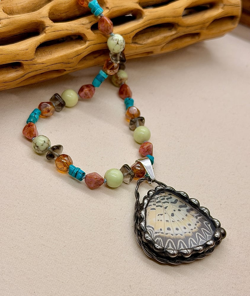 Image of Butterfly Wing Stained Glass Pendant 1/6