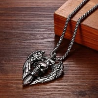 Image 6 of 👑The Armored Kingdom Skullblade of Valor Necklace-with Winged Sword and Skull Design 