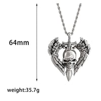 Image 8 of 👑The Armored Kingdom Skullblade of Valor Necklace-with Winged Sword and Skull Design 