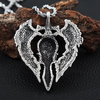 Image 3 of 👑The Armored Kingdom Skullblade of Valor Necklace-with Winged Sword and Skull Design 