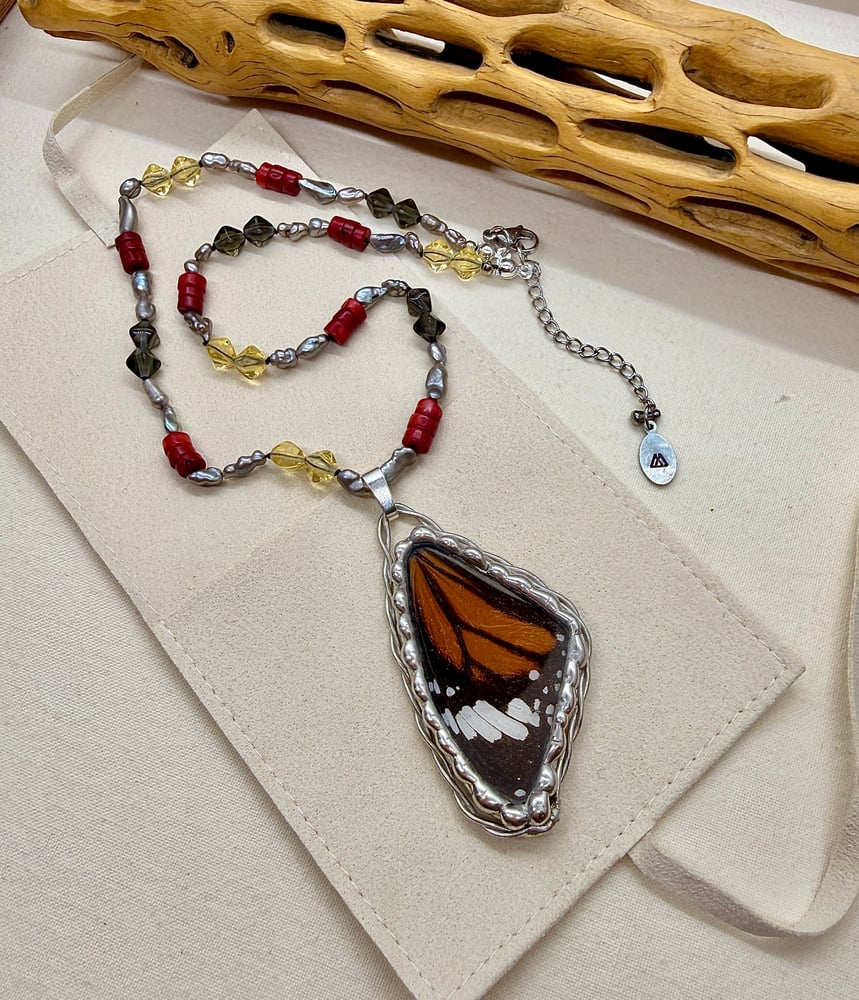 Image of Butterfly Wing Stained Glass Pendant 2/6