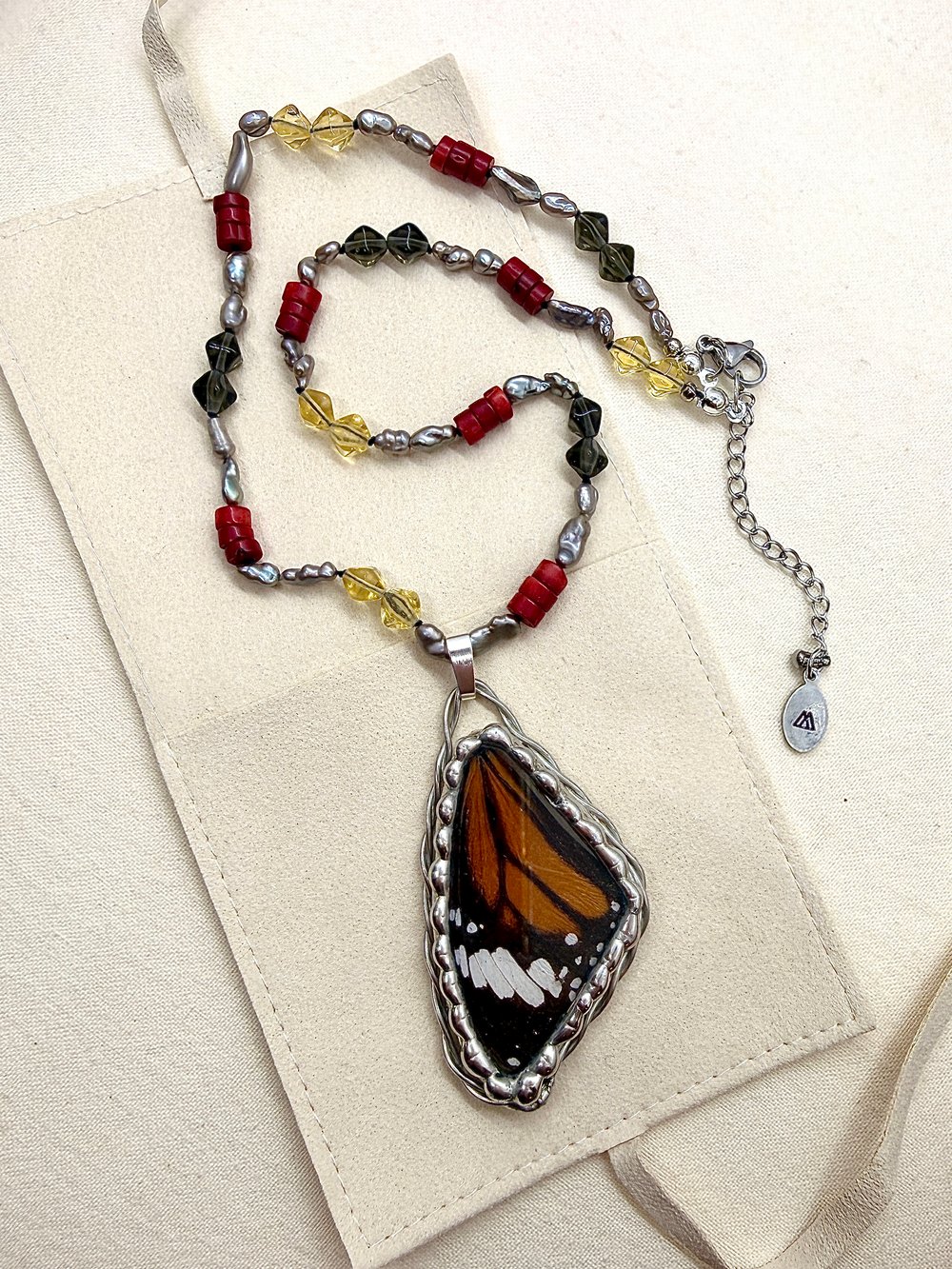 Image of Butterfly Wing Stained Glass Pendant 2/6