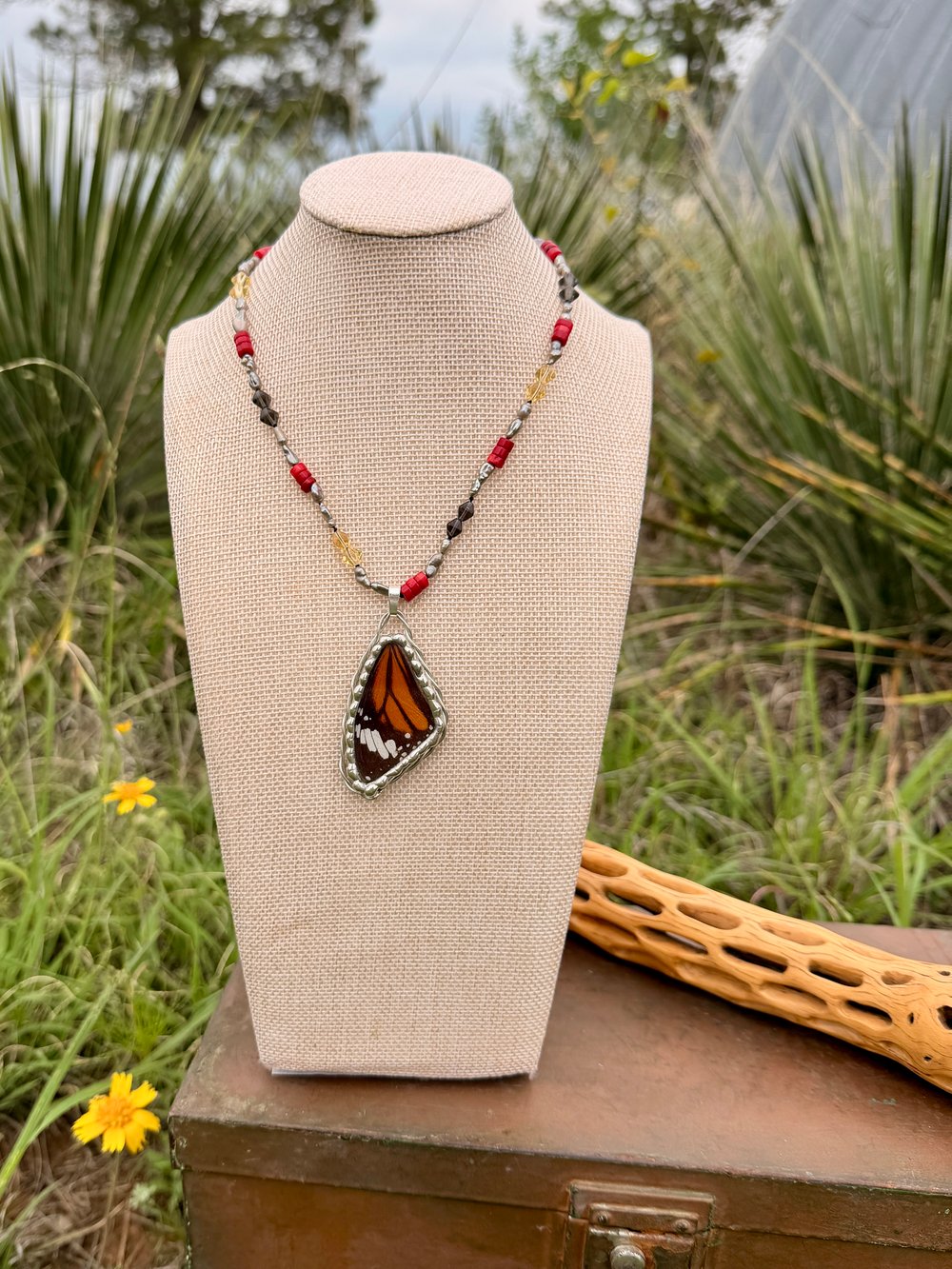 Image of Butterfly Wing Stained Glass Pendant 2/6