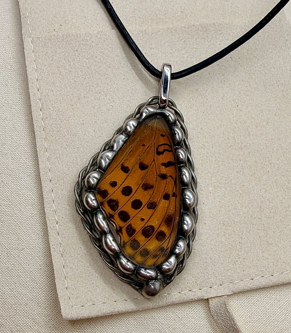 Image of  Butterfly Wing Stained Glass Pendant 4/6