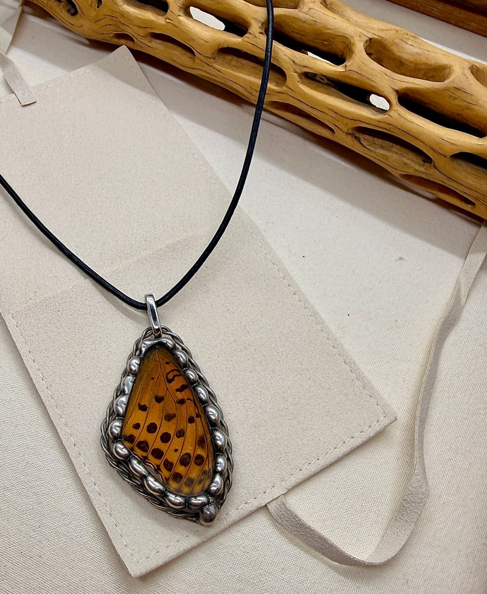 Image of  Butterfly Wing Stained Glass Pendant 4/6