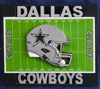 Image 1 of Dallas Cowboys Hand Crafted NFL 3D Wooden Team Helmet Wall Hanging Artwork. 