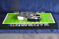 Image 5 of Dallas Cowboys Hand Crafted NFL 3D Wooden Team Helmet Wall Hanging Artwork. 